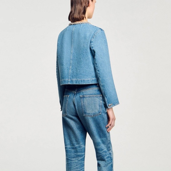 Sandro Rhinestone Denim Jacket - Picture 5 of 6